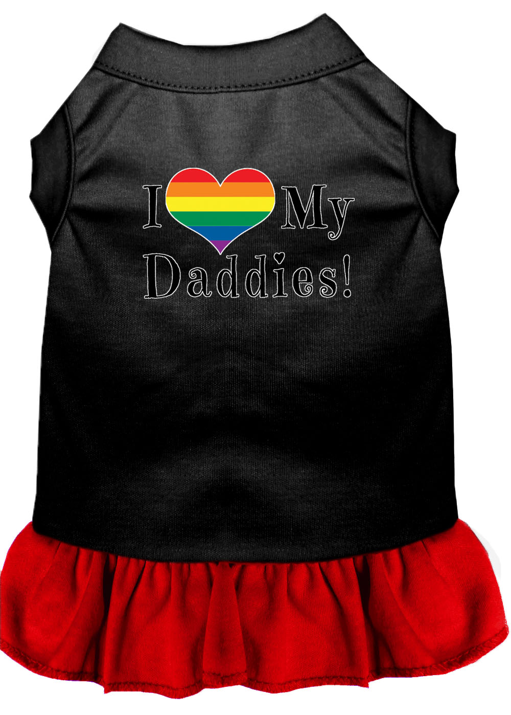 I Heart my Daddies Screen Print Dog Dress Black with Red Med